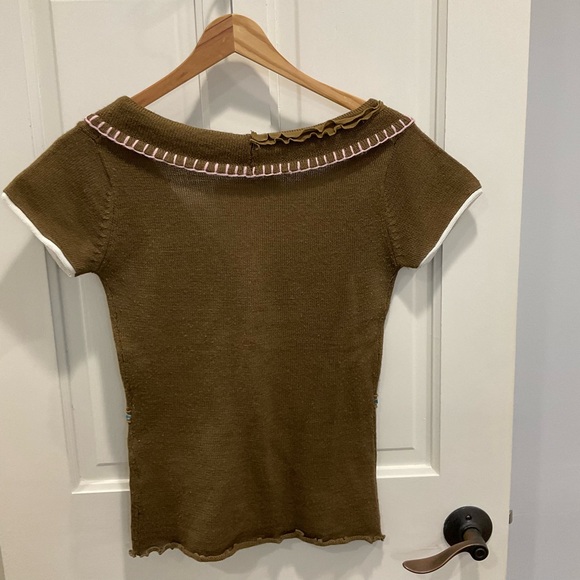 Vintage Institute Liberal Bohemian Women’s Short Sleeve Sweater Size Small - Picture 2 of 3